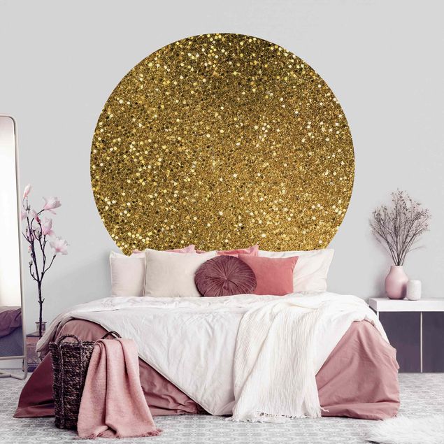 Wanddeko Wohnzimmer Glitzer Konfetti in Gold