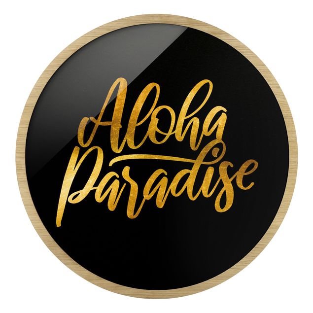Wanddeko schwarz Gold - Aloha Paradise auf Schwarz