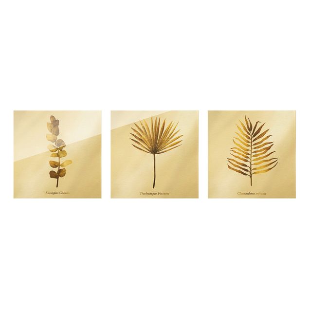 Wohndeko Pflanzen Gold - Tropische Blätter Set I