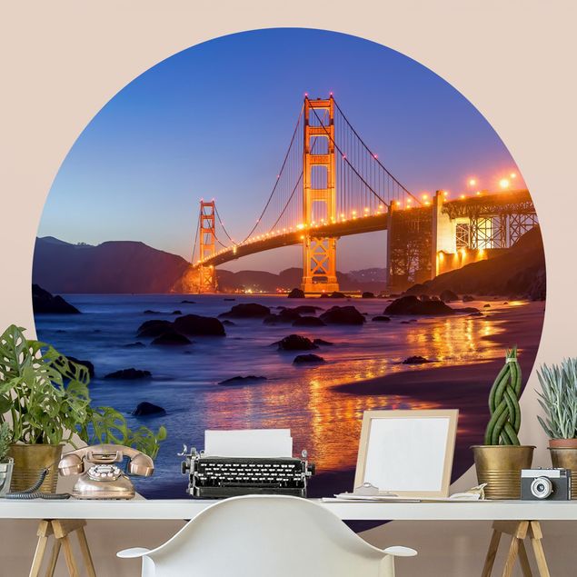 Wanddeko Wohnzimmer Golden Gate Bridge am Abend