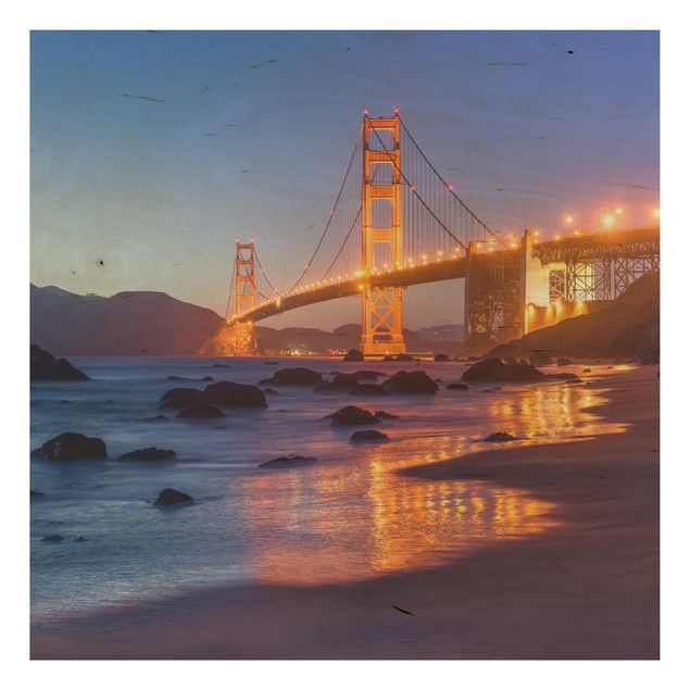 Wanddeko Schlafzimmer Golden Gate Bridge am Abend
