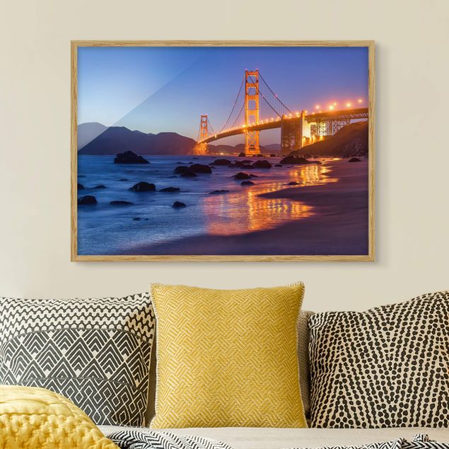 Wanddeko Wohnzimmer Golden Gate Bridge am Abend
