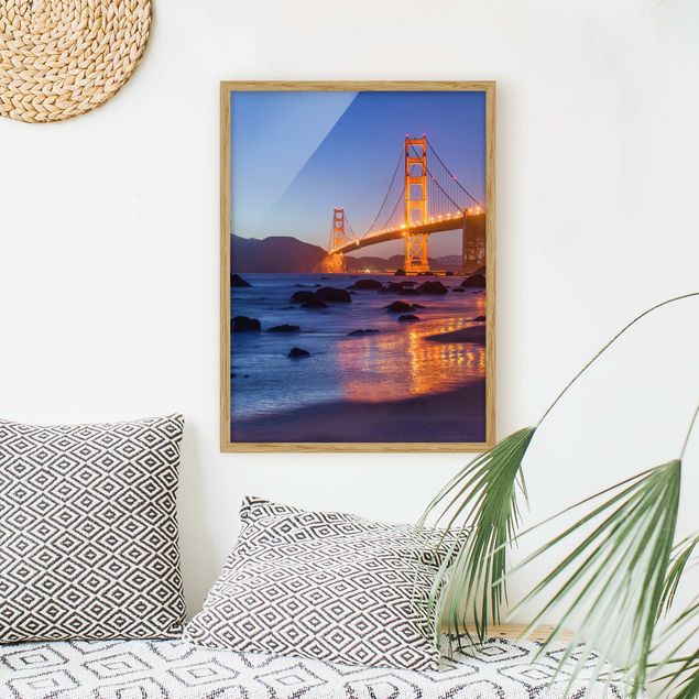 Wanddeko Schlafzimmer Golden Gate Bridge am Abend