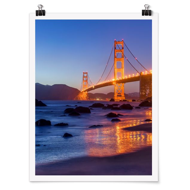 Wanddeko Esszimmer Golden Gate Bridge am Abend