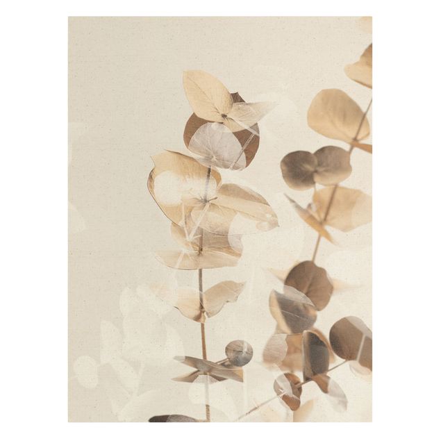 Wanddeko Flur Goldene Eukalyptuszweige mit Weiß II
