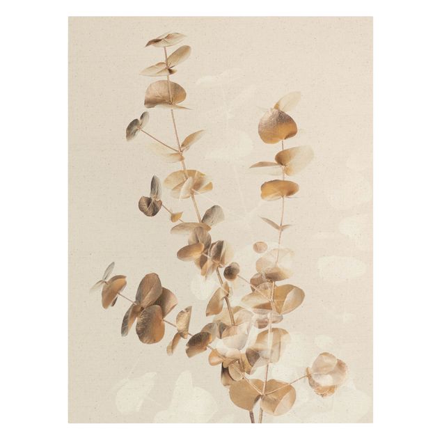 Wanddeko Flur Goldene Eukalyptuszweige mit Weiß