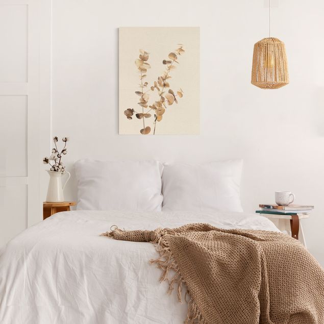 Wanddeko Schlafzimmer Goldene Eukalyptuszweige