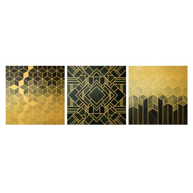 Wanddeko Praxis Goldene Geometrie - Blau