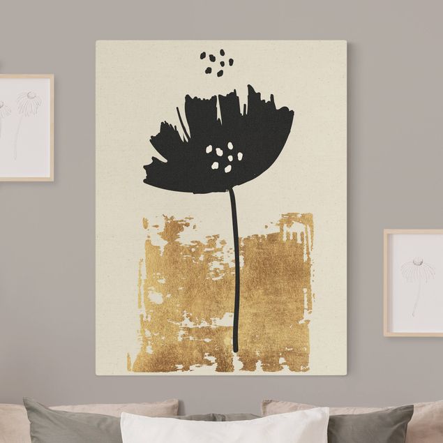 Mohnbilder auf Leinwand Goldene Mohn Blume