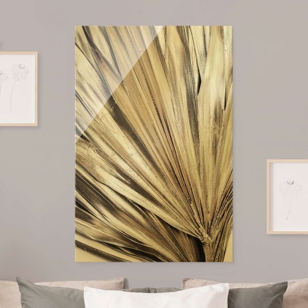 Wanddeko Schlafzimmer Goldene Palmenblätter
