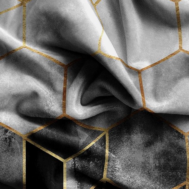 Wanddeko Schlafzimmer Goldene Sechsecke Schwarz Weiß