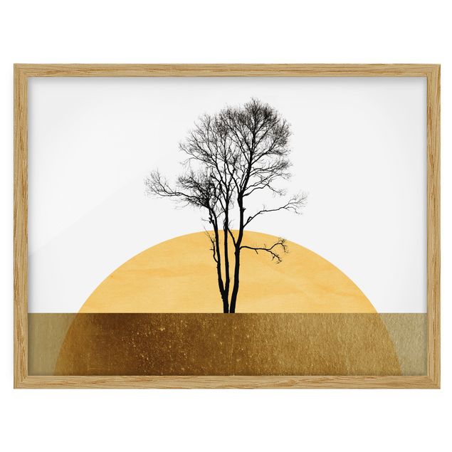 Wanddeko Flur Goldene Sonne mit Baum