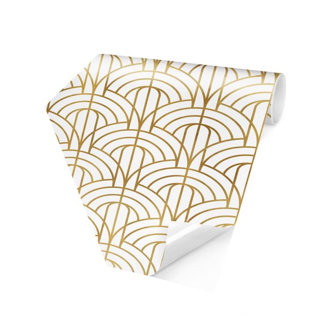 Wanddeko Esszimmer Goldenes Art Deco Muster XXL