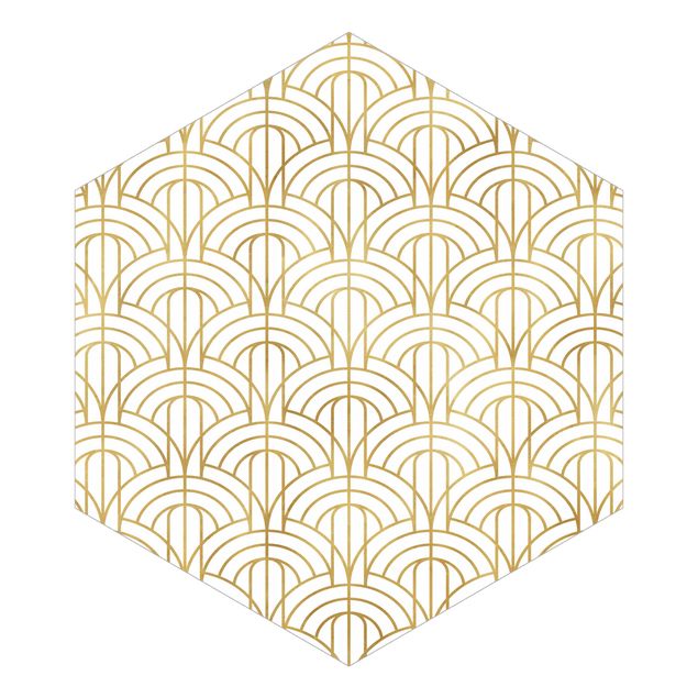 Wanddeko Büro Goldenes Art Deco Muster XXL