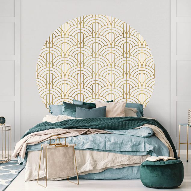 Wanddeko Schlafzimmer Goldenes Art Deco Muster XXL