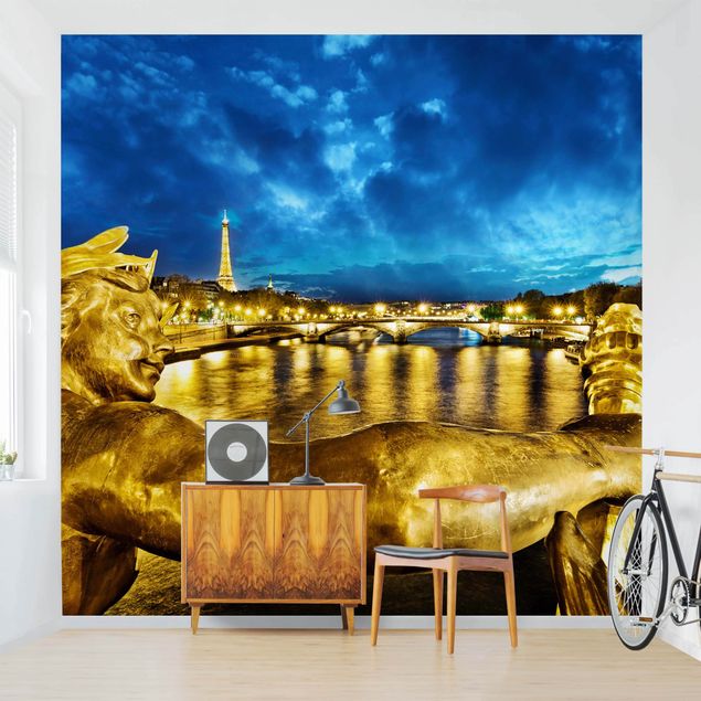 Wanddeko Wohnzimmer Goldenes Paris