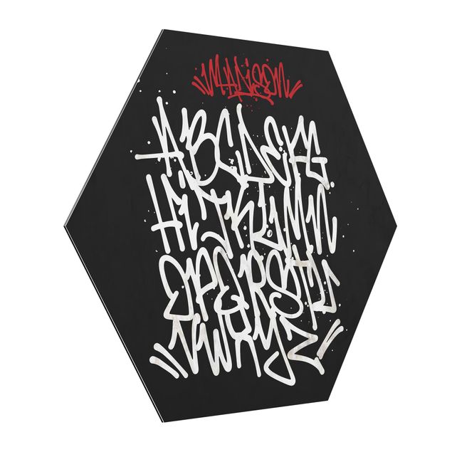 Wanddeko schwarz Graffiti Art Alphabet