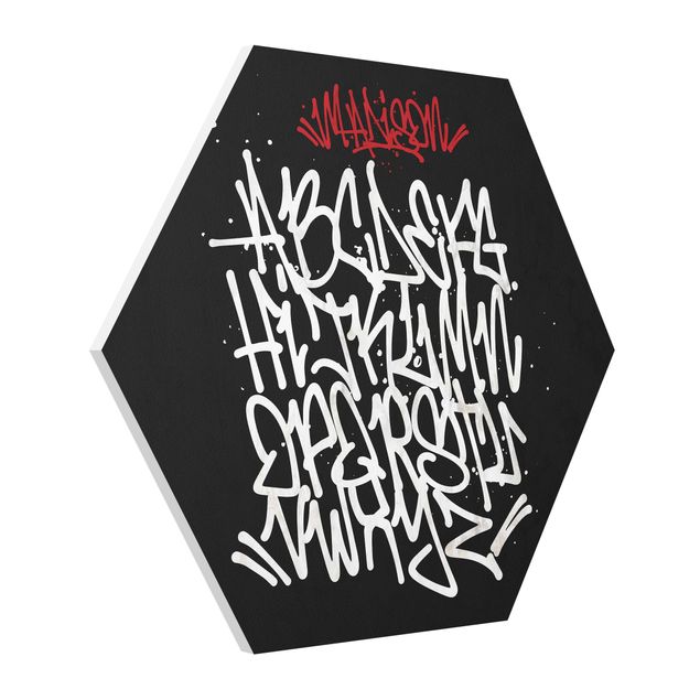 Wanddeko schwarz Graffiti Art Alphabet