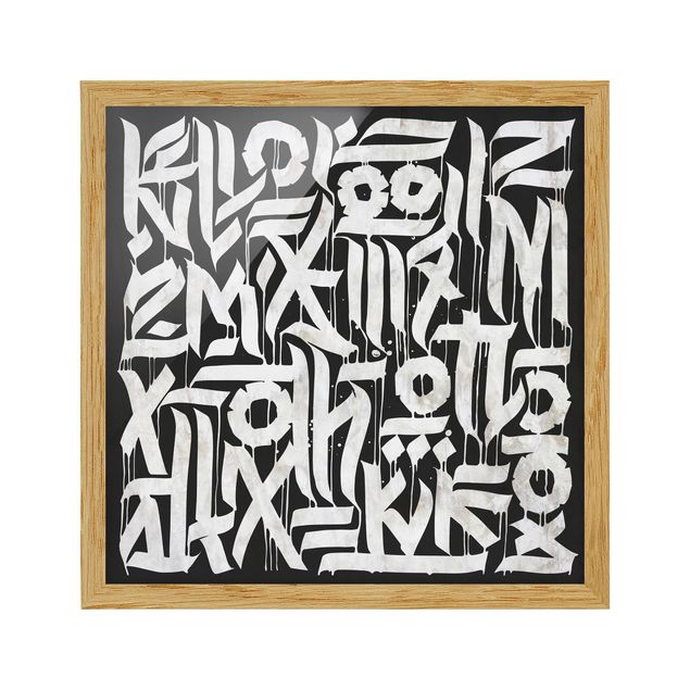 Wanddeko über Sofa Graffiti Art Calligraphy Schwarz