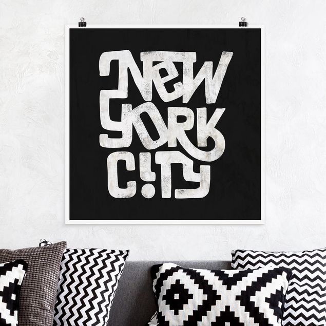 Wandbilder New York Graffiti Art Calligraphy New York City Schwarz