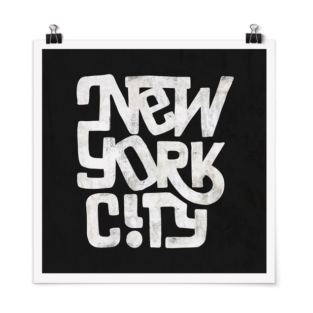 Wanddeko über Sofa Graffiti Art Calligraphy New York City Schwarz