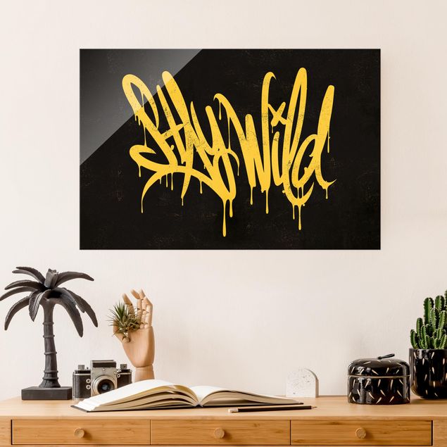 Wanddeko gelb Graffiti Art Stay Wild