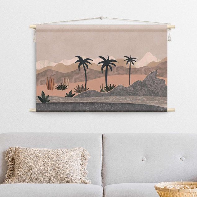 Wanddeko Flur Grafische Landschaft mit Palmen