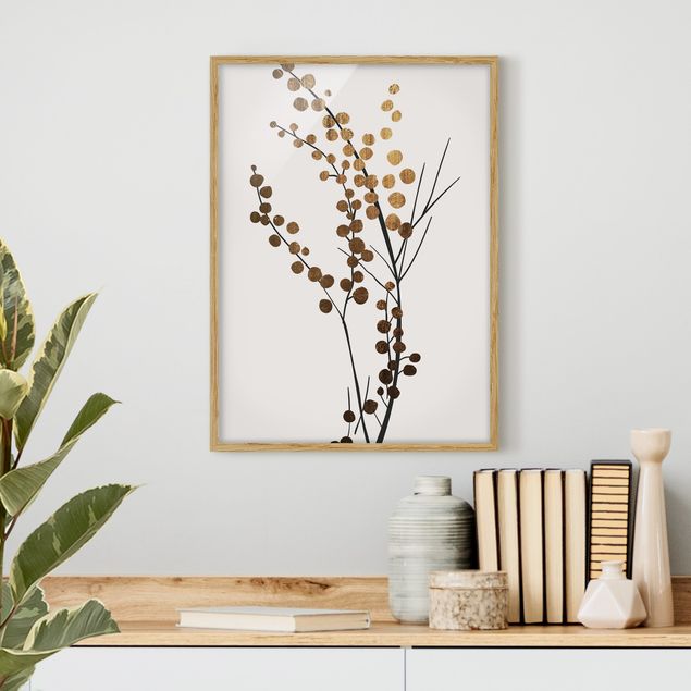 Wandbilder Fische Grafische Pflanzenwelt - Beeren Gold