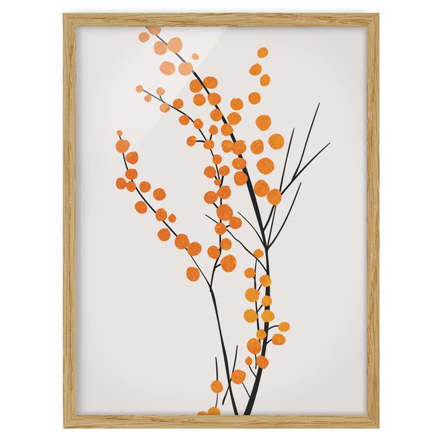 Wanddeko Schlafzimmer Grafische Pflanzenwelt - Beeren Orange