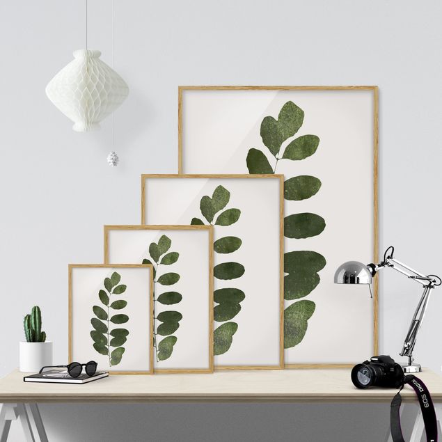 Wanddeko Flur Grafische Pflanzenwelt - Dunkelgrün