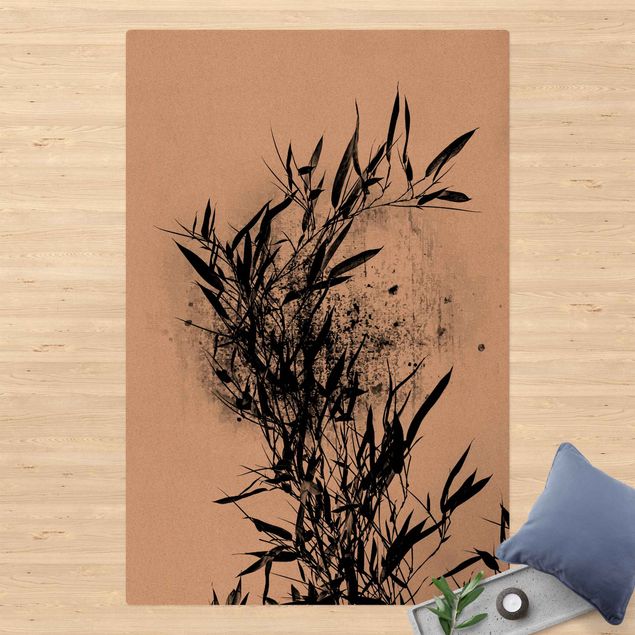 Wanddeko Botanik Grafische Pflanzenwelt - Schwarzer Bambus