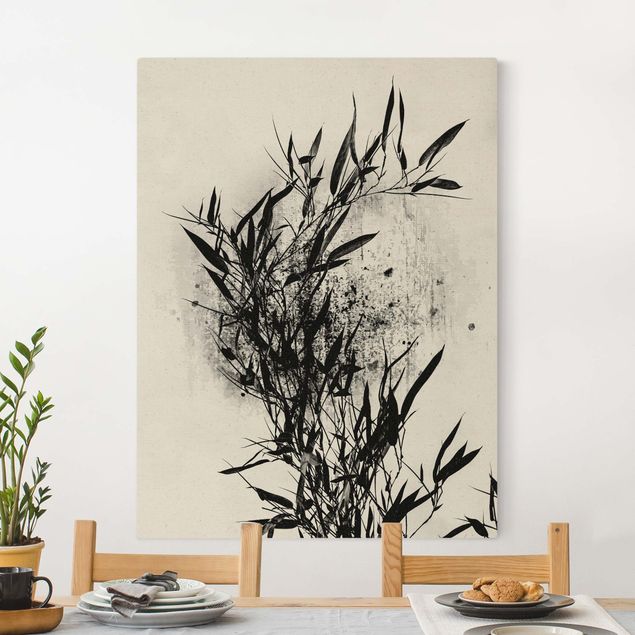 Wanddeko Wohnzimmer Grafische Pflanzenwelt - Schwarzer Bambus