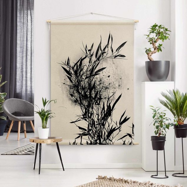 Wandbilder Fische Grafische Pflanzenwelt - Schwarzer Bambus