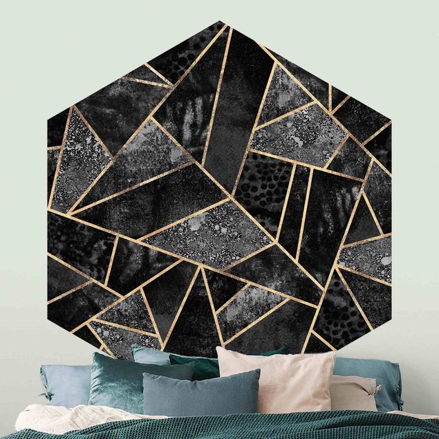 Wanddeko Schlafzimmer Graue Dreiecke Gold