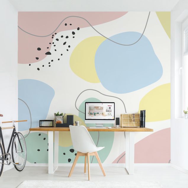 Wanddeko Babyzimmer Große geometrische Formen - Pastell