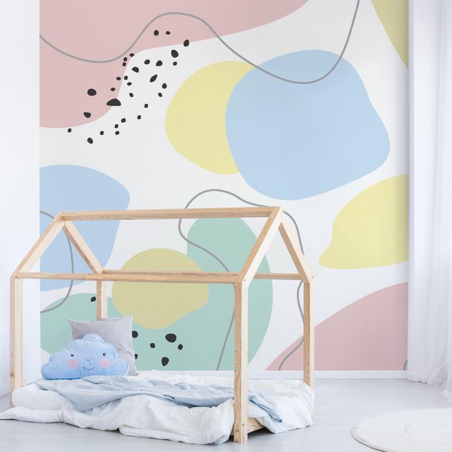 Kinderzimmer Deko Große geometrische Formen - Pastell
