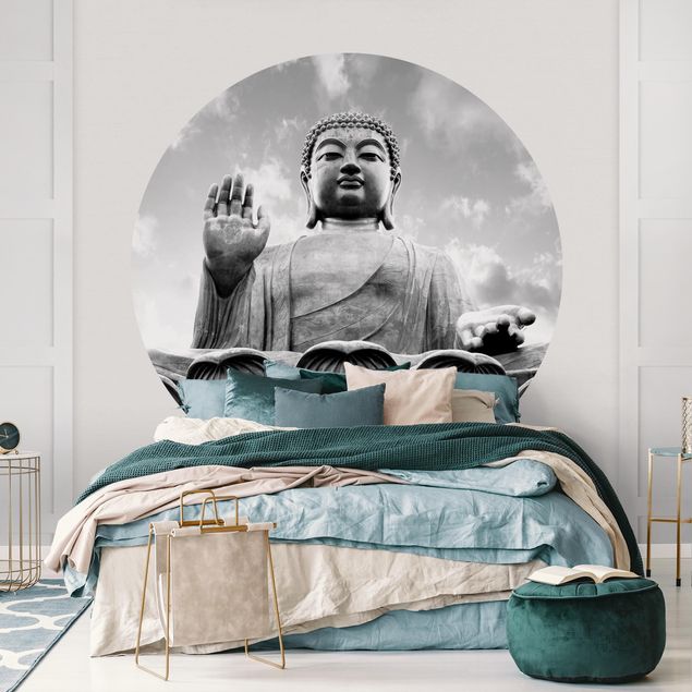 Wanddeko Schlafzimmer Großer Buddha Schwarz-Weiß