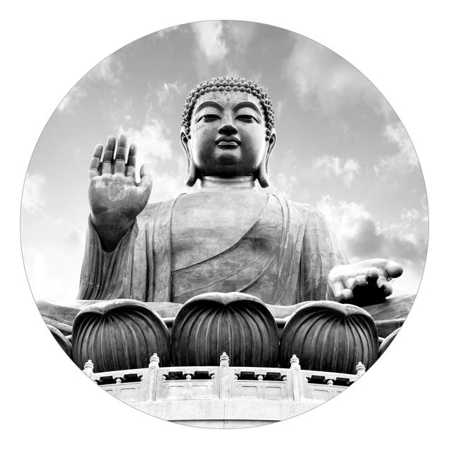 Wanddeko Esszimmer Großer Buddha Schwarz-Weiß