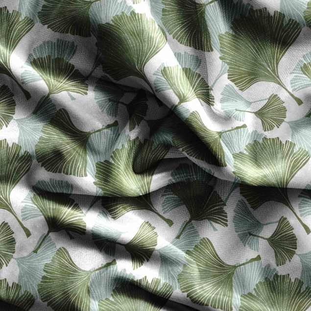 Vorhang Muster Großer Ginkgoblätterregen in Grün