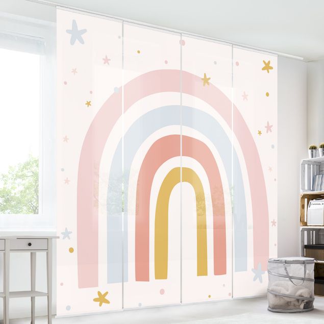 Babyzimmer Deko Großer Regenbogen mit Sternen und Pünktchen