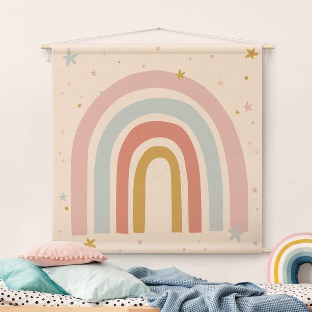 Deko Kinderzimmer Großer Regenbogen mit Sternen und Pünktchen