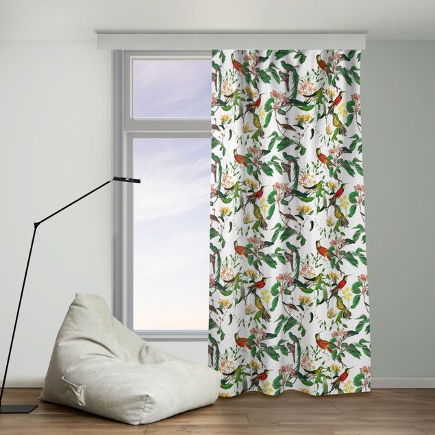 Wanddeko Wohnzimmer Grüne und rote Kolibris Tropisch
