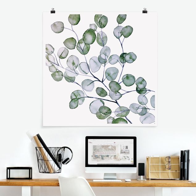 Wanddeko Schlafzimmer Grünes Aquarell Eukalyptuszweig