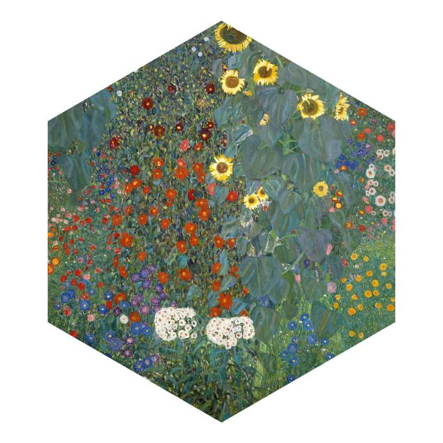 Wanddeko grün Gustav Klimt - Garten Sonnenblumen