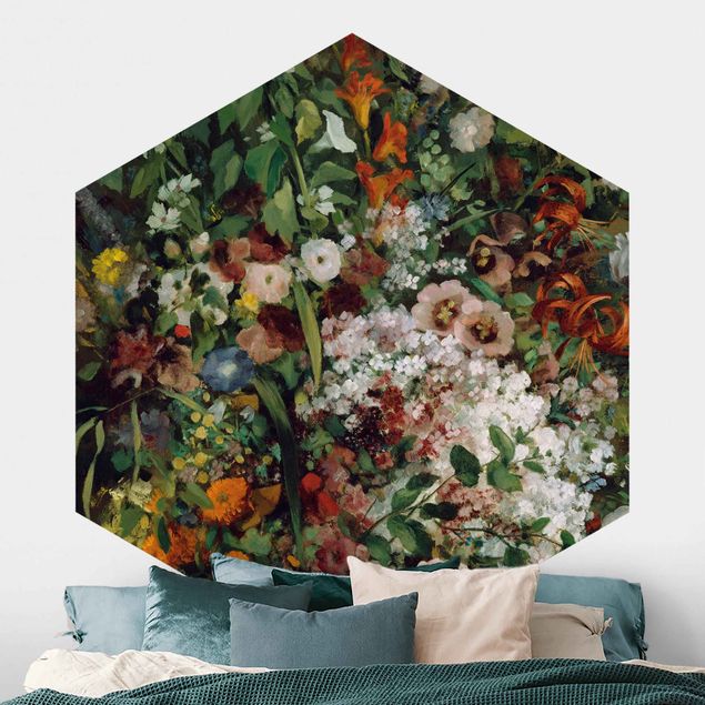 Wanddeko bunt Gustave Courbet - Blumenstrauß in Vase
