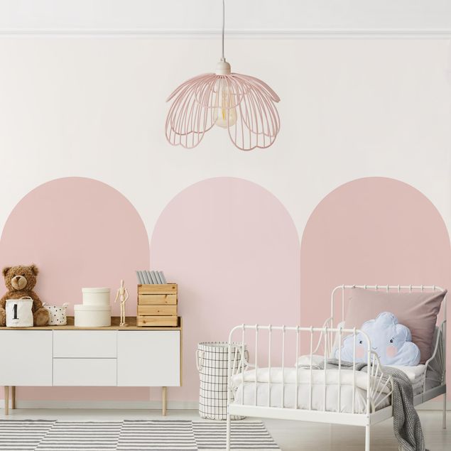 Wanddeko Büro Halbkreisbordüre groß rosa Mix