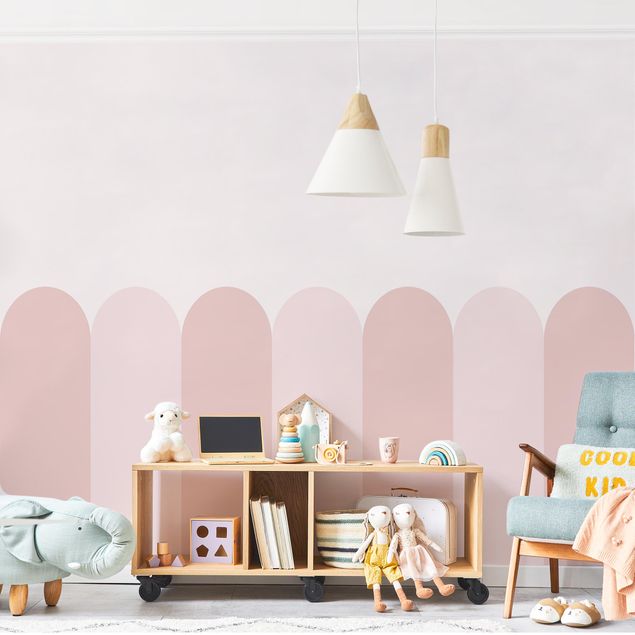 Wanddeko Büro Halbkreisbordüre mittel rosa Mix