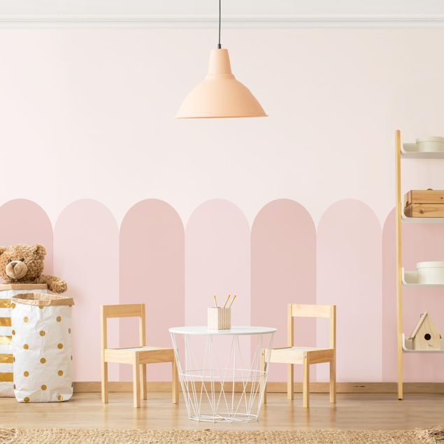 Wanddeko Babyzimmer Halbkreisbordüre mittel rosa Mix