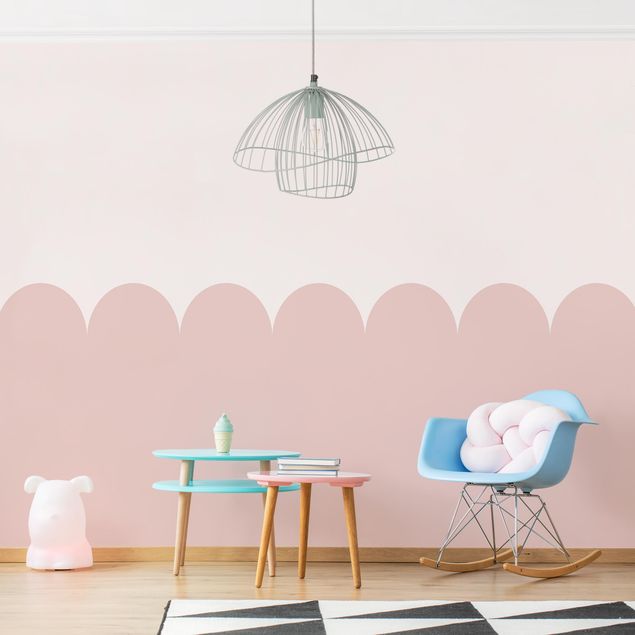 Wanddeko Büro Halbkreisbordüre mittel rosa