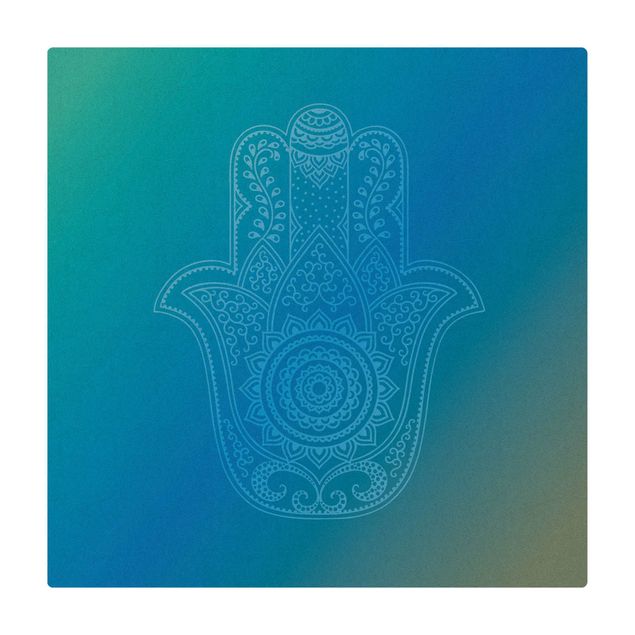 Wanddeko Meditation Hamsa Hand Illustration Blau